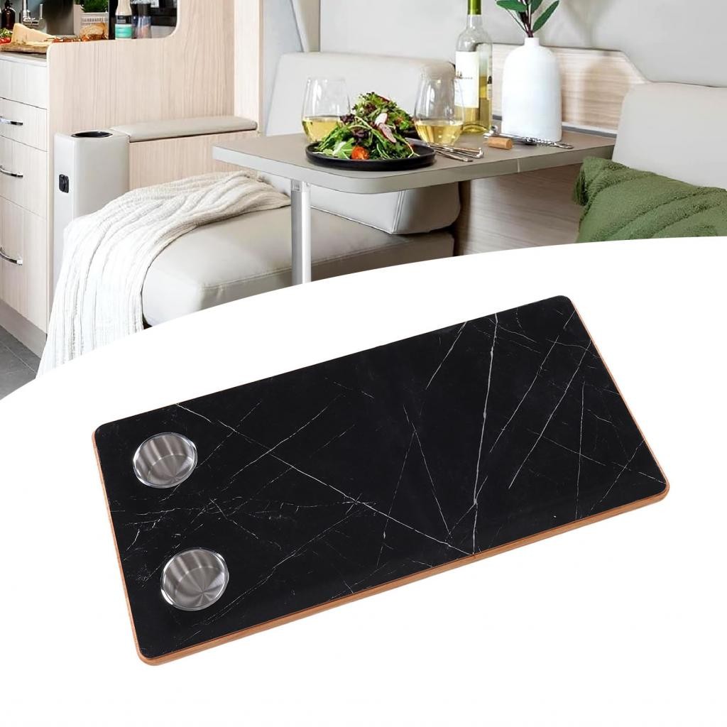 LocalCamera-TH RV โต๊ะเปลี่ยน 2 ถ้วยผู้ถือ 31.49x15.74in ไม้เรือสำหรับรถพ่วง Motorhome Yacht Deck