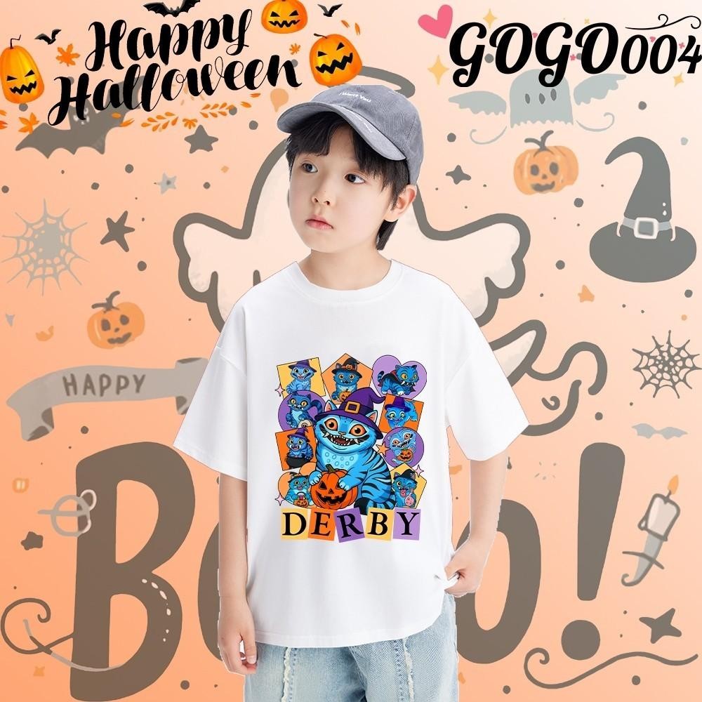 สยองขวัญฮาโลวีน & Kpop Demon Hunters เด็กเสื้อยืดผ้าฝ้ายพิมพ์ Baju Happy ฮาโลวีนแขนสั้น 05 o93O