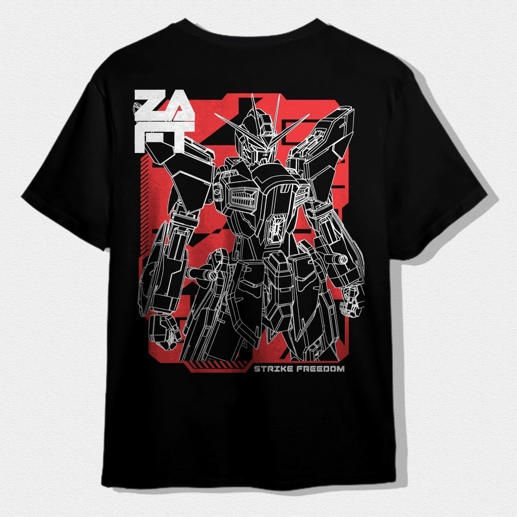 เสื้อยืด Gundam Strike Freedom ผ้าฝ้าย 100%, ไซส์ S - 5XL สำหรับคนชอบอนิเมะและงานแสดงคอนเวนชัน