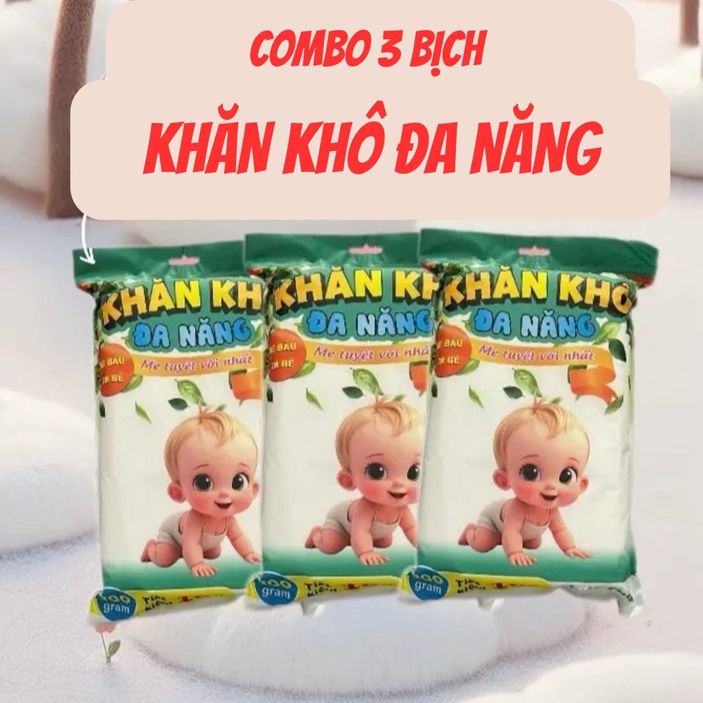 Combo ผ้าขนหนูผ้าแห้งอเนกประสงค์ 3 แพ็คสําหรับแม่และเด็ก Thien Puc Ba-Mien แบรนด์ในครัวเรือน