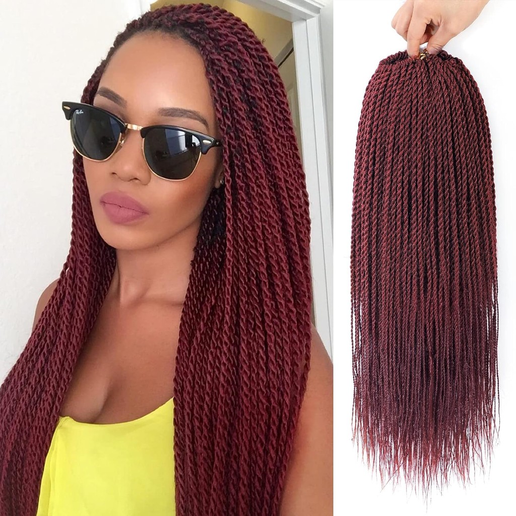 NAYOO Burgundy Senegalese Twist 8 แพ็ค พรีลูป โอมเบร ผมสังเคราะห์สำหรับผู้หญิงผิวดำ ขนาด 18 นิ้ว 35 