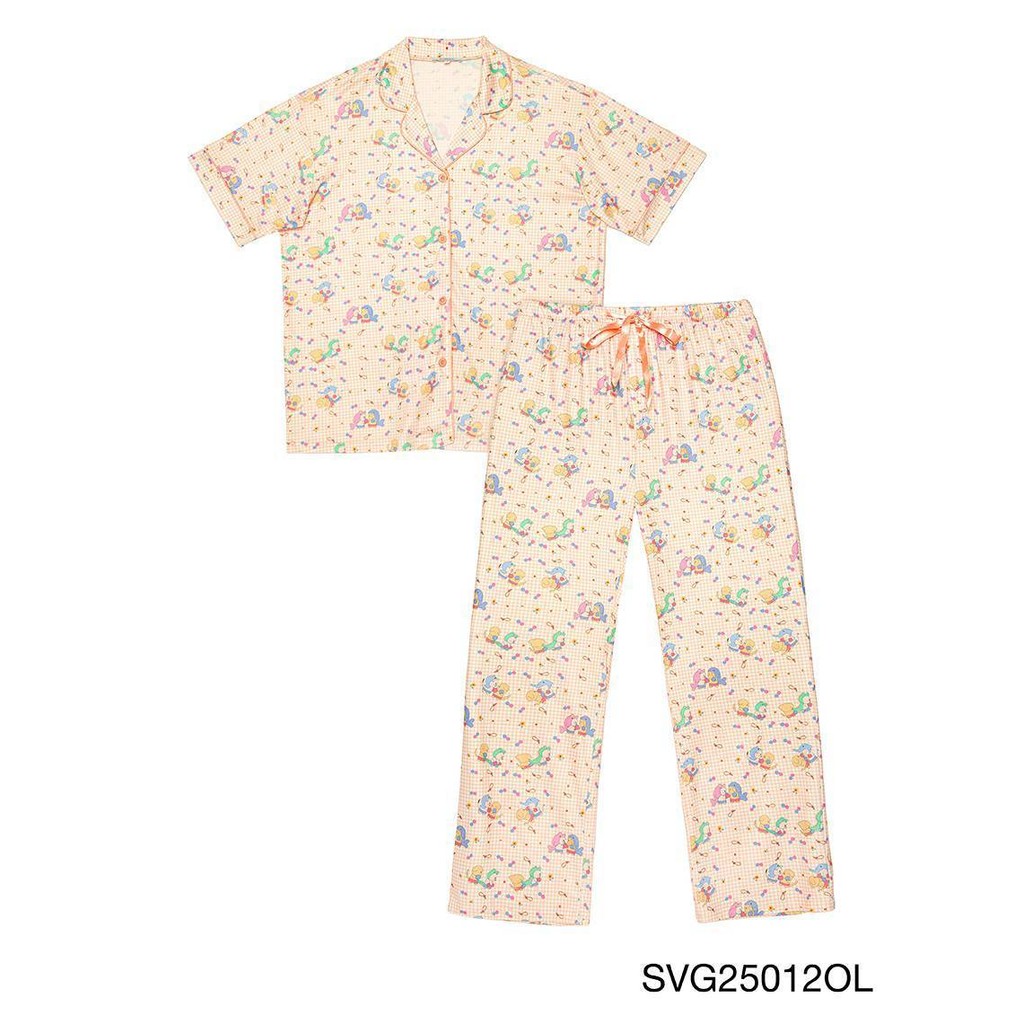 Sabina เซ็ตชุดนอน เสื้อแขนสั้น กางเกงขายาว รหัส SVG25012OL - สีโอรส