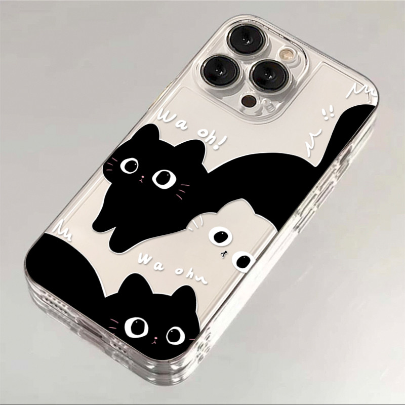 Cat Black Soft Case สําหรับ Xiaomi 17T 17 Pro max 15T 14T 13T 12T 11T 10T Pro 15 14 13 12 12s 11 Lite 10 Ultra 9 10s Pro Civi2 Clear Casing