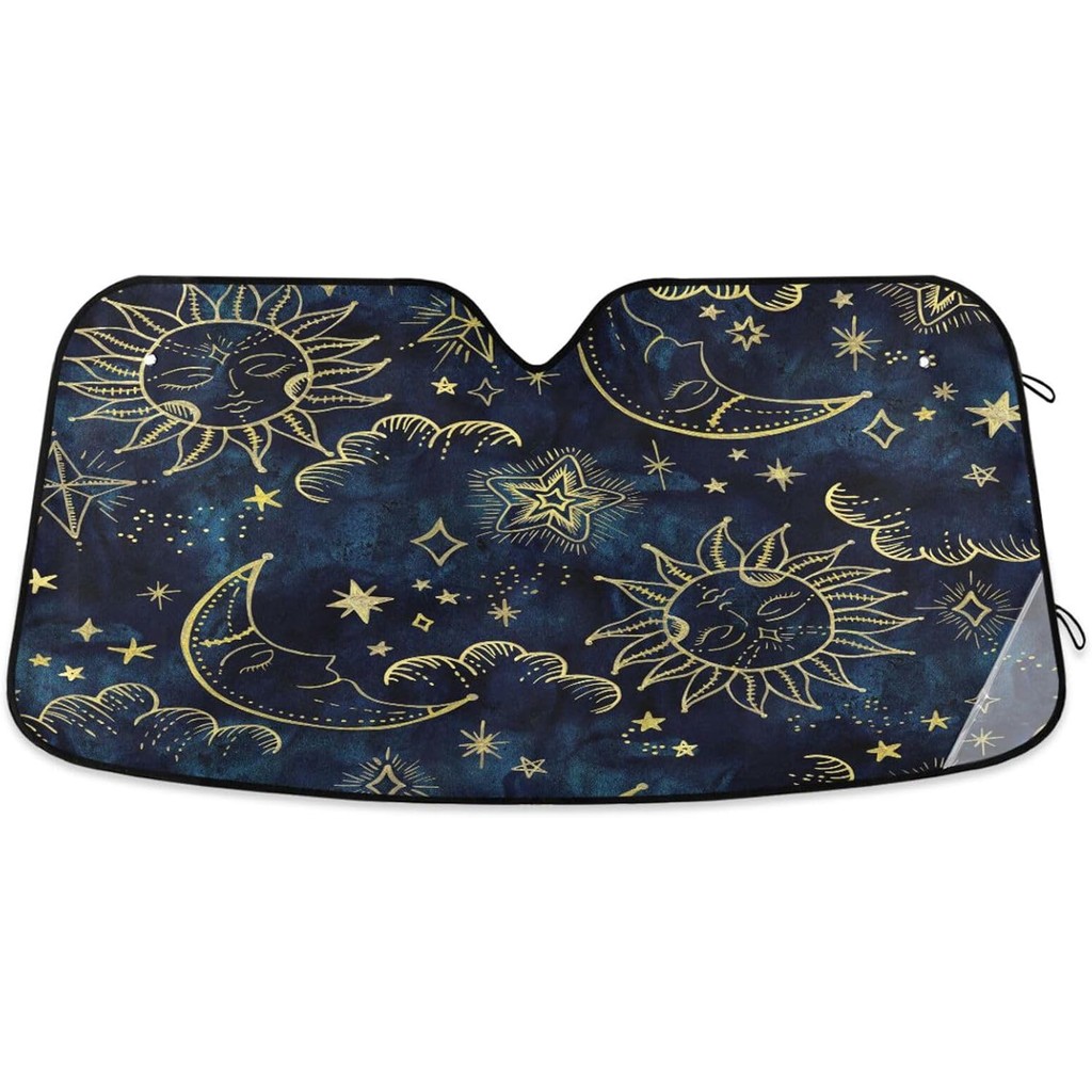 Sun Moon Boho Cosmos Astrology Window Shade Sun Shade พร้อม 4 ถ้วยดูด Sturdy Sun Visors เก็บรถ Coole
