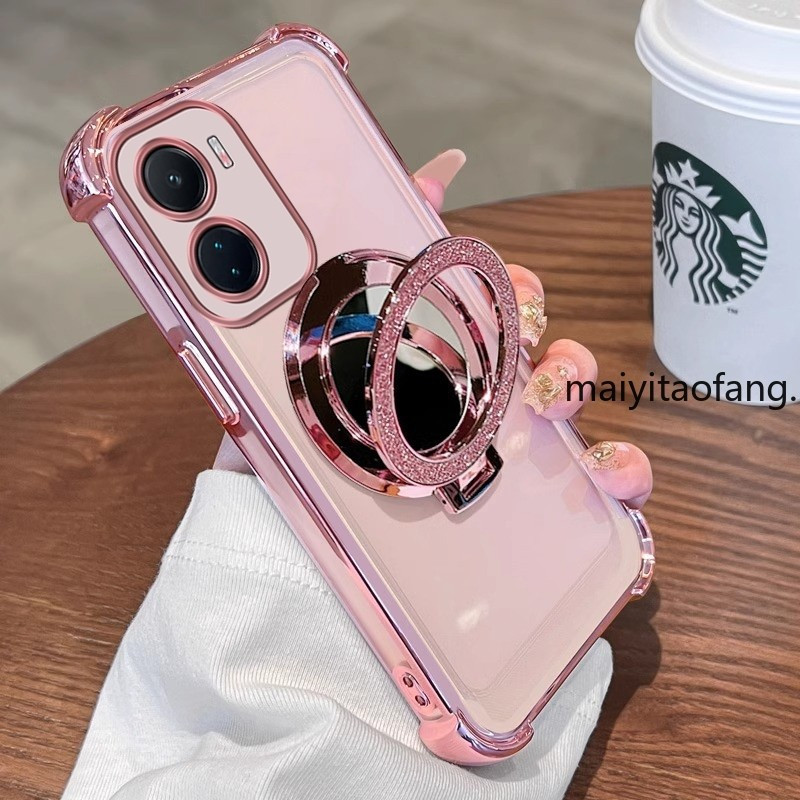 สําหรับVIVO Y16 5G 2022 Y16 4G VIVO Y03 Y18 4Gเคสโทรศัพท์กันกระแทก3Dกระจกแต่งหน้าผู้ถือใหม่นุ่มกรณีS