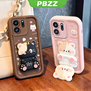 เคสสําหรับ OPPO Reno 14 pro reno14 Reno 14F 5g เคสโทรศัพท์ Softcase ซิลิโคนกันกระแทกปกดีไซน์ใหม่ความงามพร้อมที่วาง 360° กระจกแต่งหน้า แมวน่ารัก สําหรับเด็กผู้หญิง JTXMMZJ