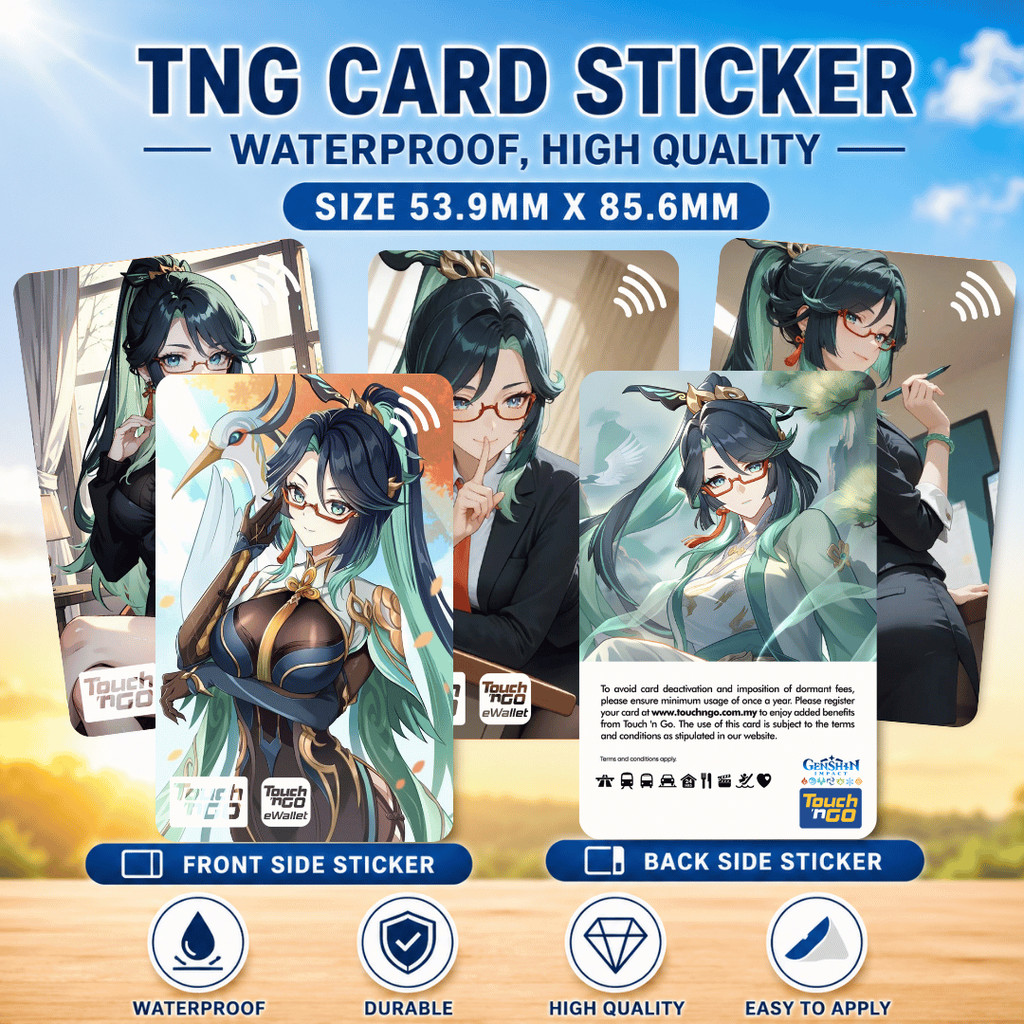 Touch n Go NFC Genshin Impact-Xianyun-Card Sticker - Design Waterproof TNG Card Skin Sticker TNG eWa