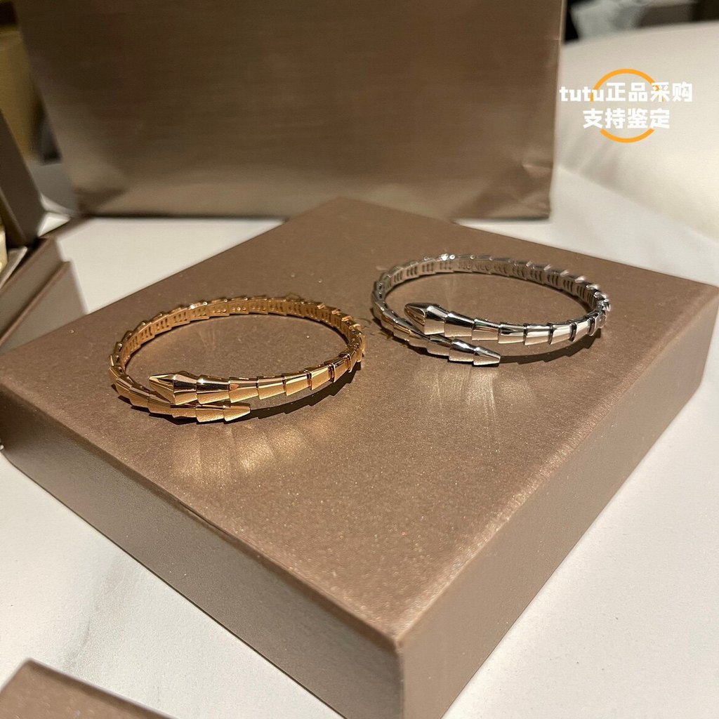 [พร้อมกล่อง] Serpenti Bracelet18K Rose Gold White Gold Snake Bracelet