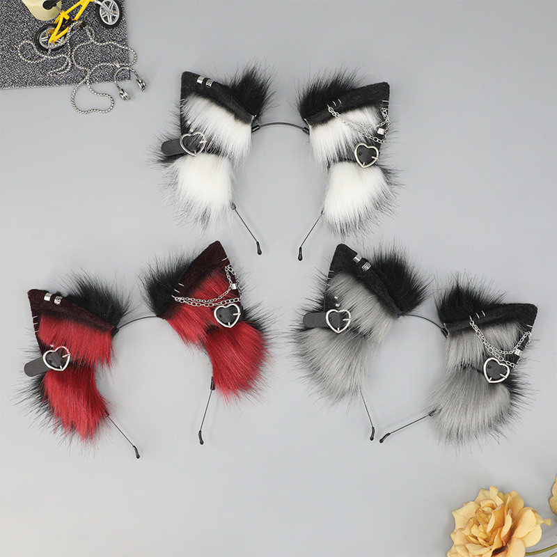 Hand-Made น่ารักตุ๊กตาสัตว์หูคอสเพลย์การ์ตูนนิทรรศการ Punk แถบคาดศีรษะสาวร้อน Headdress สไตล์อุปกรณ์