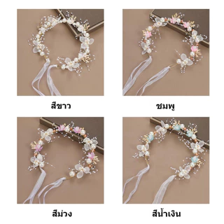 ที่คาดผมดอกไม้มงกุฎเด็กเครื่องประดับศีรษะสไตล์เจ้าหญิงเจ้าสาวเจ้าหญิงลายดอกไม้สวยงามนางฟ้า