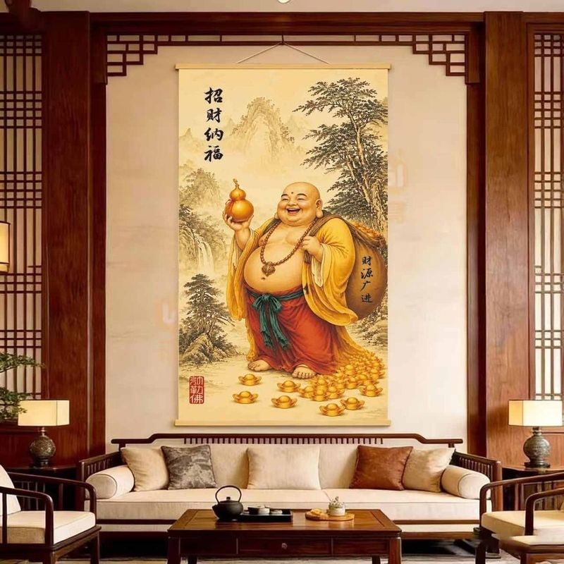 ส่งเงิน sy Maitreya พระพุทธรูปเงินกระเป๋าเลื่อนภาพวาดใหม่ส รูปที่ 4