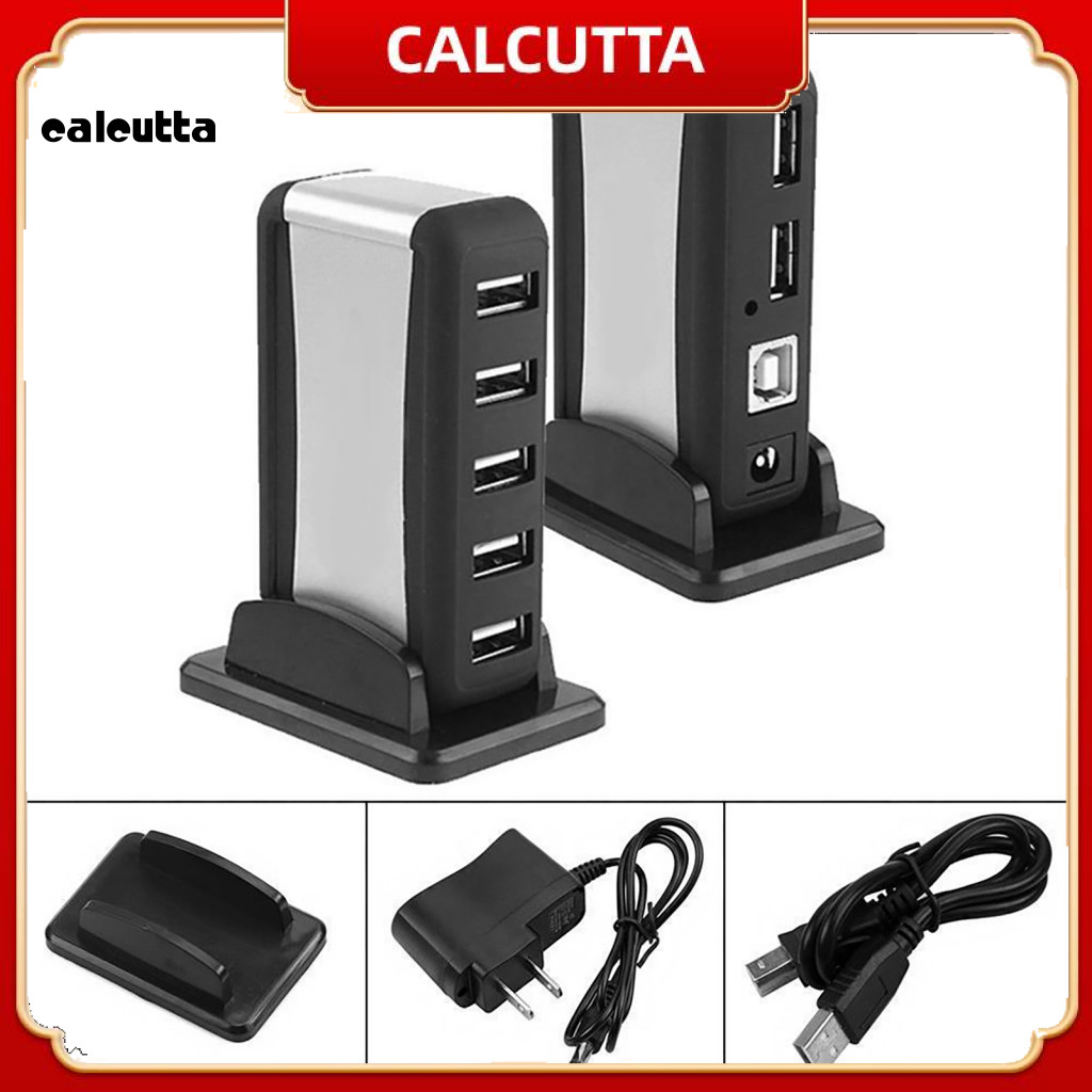 [calcutta] ฮับ USB ปลั๊กความเร็วสูง Play Surge Protection 7 พอร์ตฮับความเร็วสูงสําหรับคอมพิวเตอร์โน้