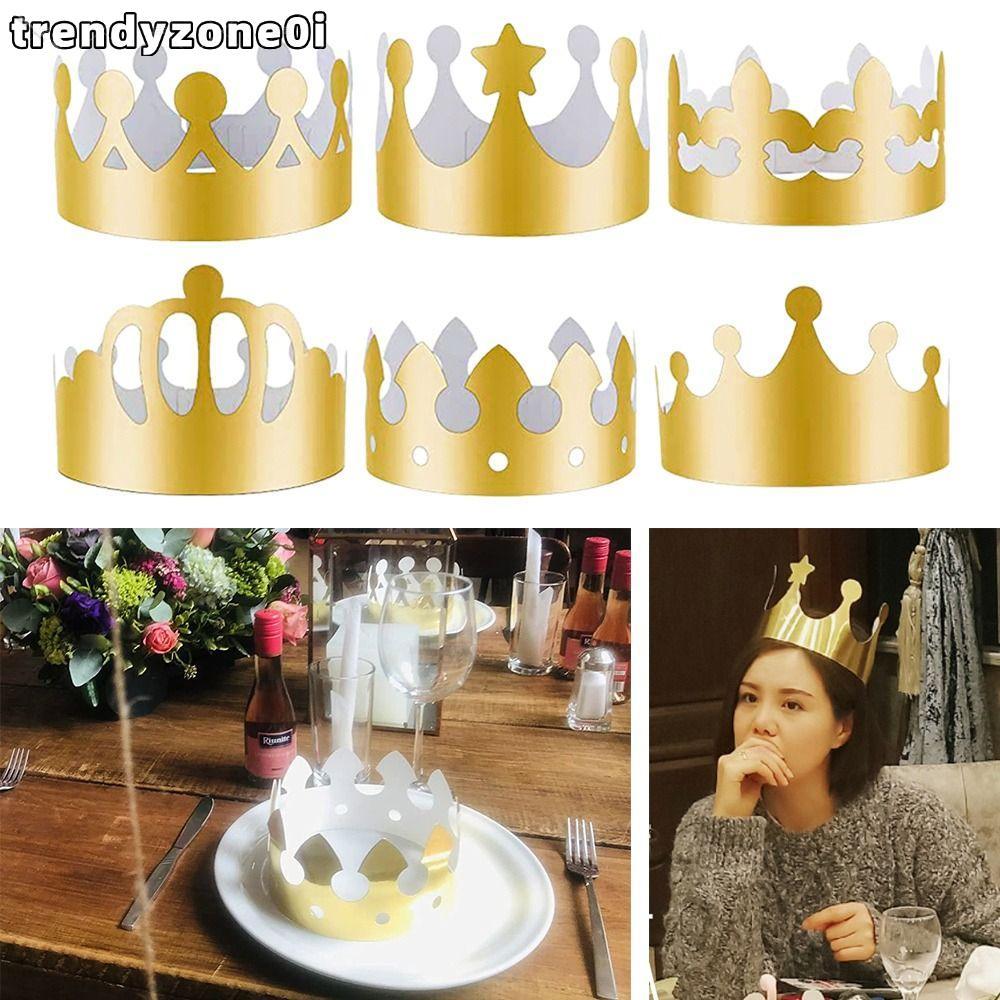 TRENDYZONE0I 10 ชิ้นมงกุฎกระดาษหมวกเครื่องประดับแฟชั่นหมวกฉลองเด็ก Aldult King Crowns