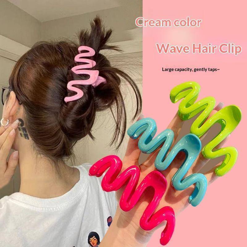 Tw สีสัน Jelly Wave Shark Hair Claw คลิป Anti-slip รูปที่ 2