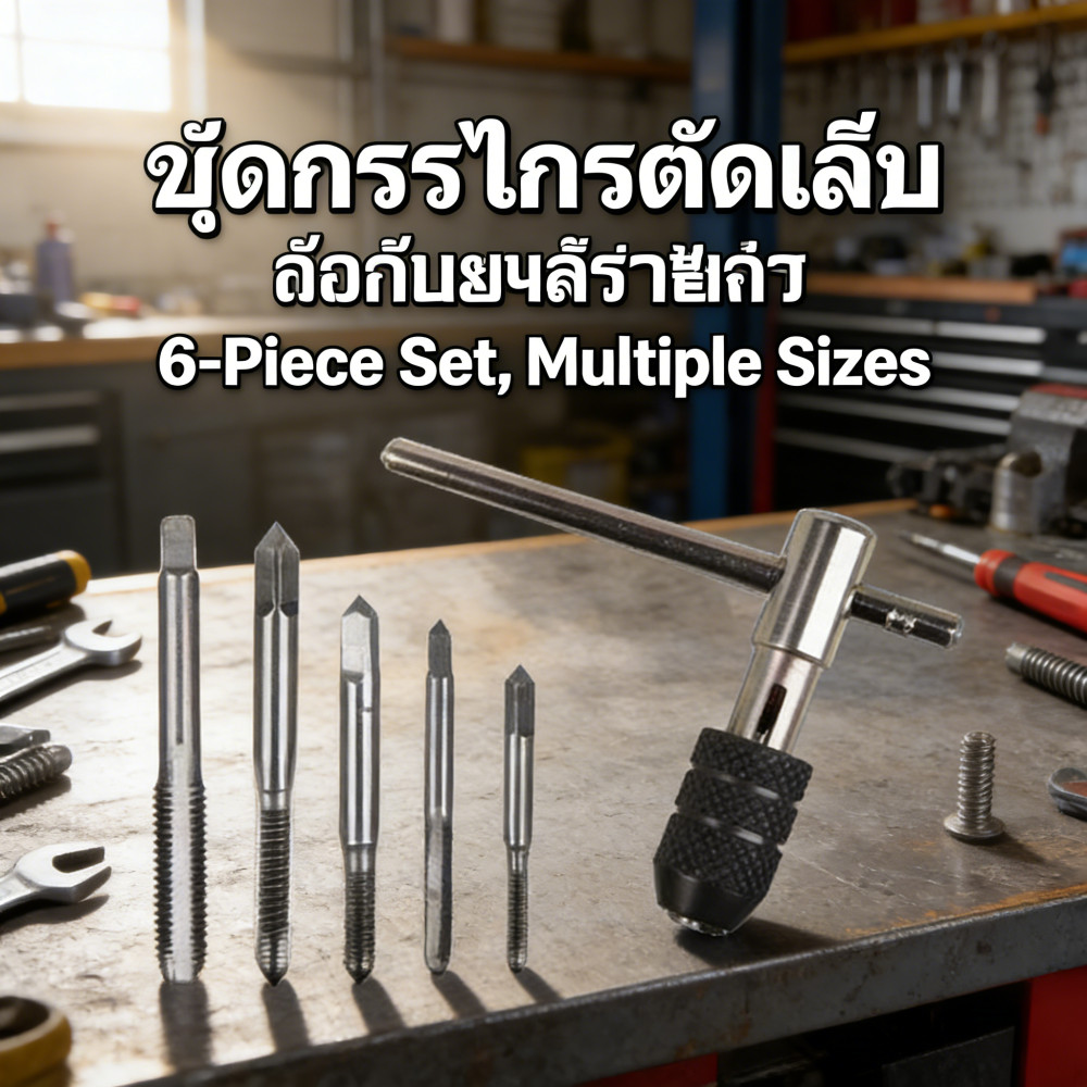 SET WRENCH TAP M8x1.25 M6x1.0 M5x0.8 M4x0.7 M3x0.5 ชุดต๊าบเกลียว 6 ชิ้น