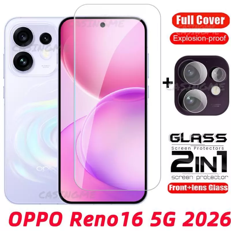 OPPO Reno16 5G 2026 กระจกนิรภัย Flim สําหรับ Oppo Reno16 Reno 16 F 16F Pro Plus + OppoReno16 5G 4G ฟิล์มด้านหน้าด้านหลังเลนส์กระจกกลับกล้องเลนส์ป้องกันหน้าจอ
