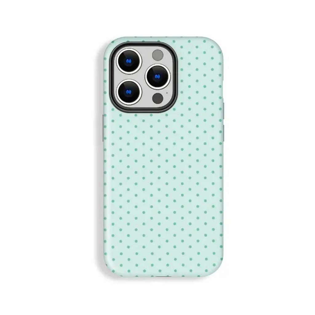 เคสโทรศัพท์ลายจุดมิ้นต์เหมาะสําหรับ iPhone17ProMax/16/15/13Pro/12/11/Samsung S25 Ultra Shock-proof T