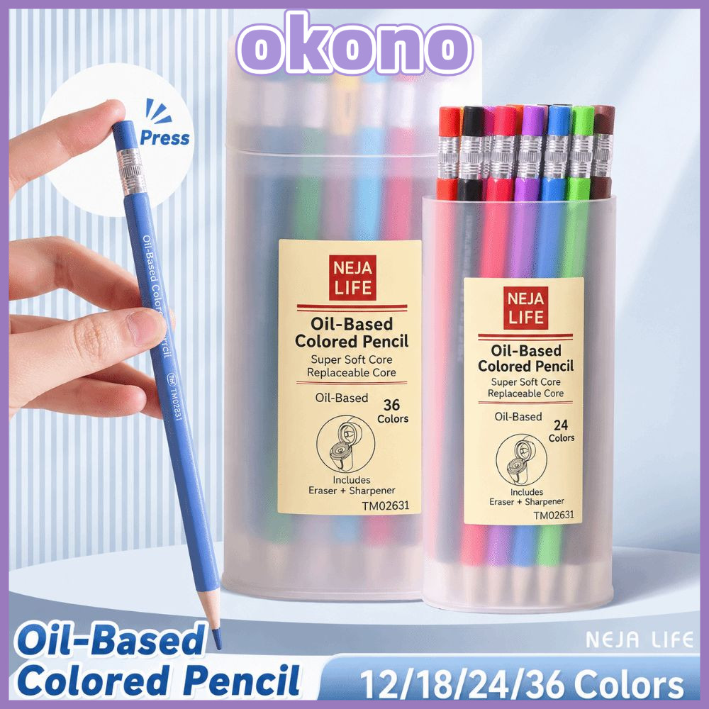 OKONO ดินสอสีไม้ 12/18/24/36 สี ไส้สีน้ํามัน ด้ามหกเหลี่ยม วาดรูป สร้างสรรค์