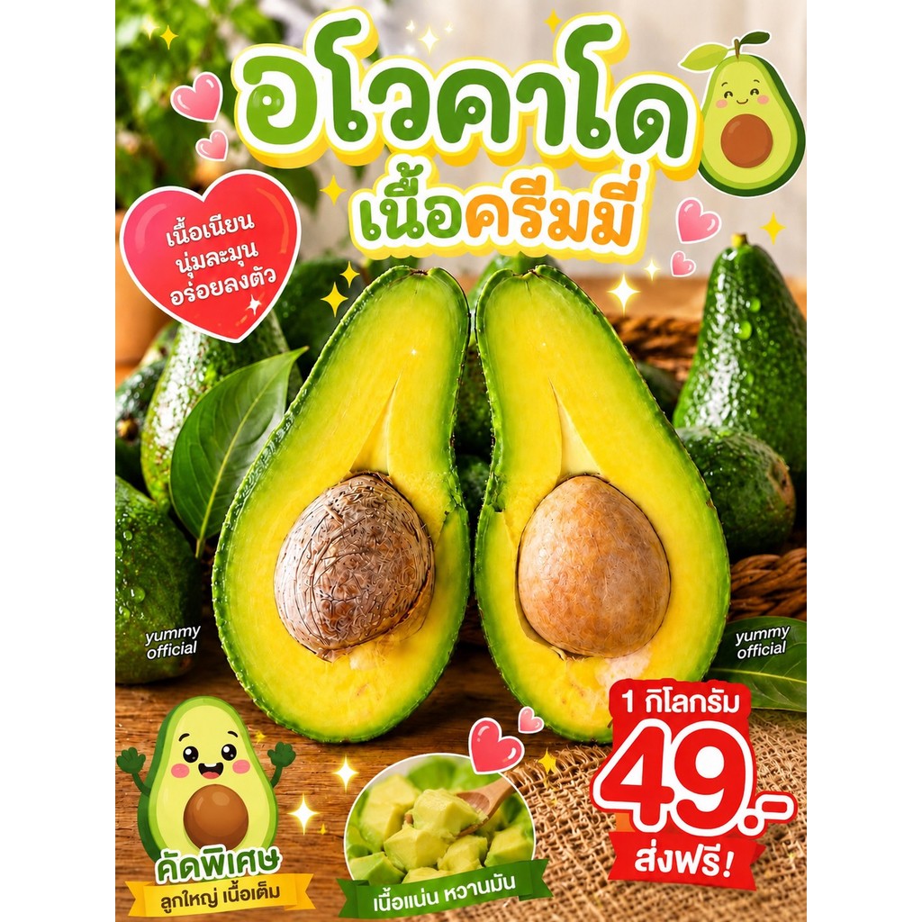 Avocado อโวคาโด =5กิโลกรัม= พันธุ์บัคคาเนีย พันธุ์พื้นเมือง บัคคาเนีย แฮส ปีเตอร์สัน อโวคาโด้ อโวคาโด อะโวคาโดสด อโวคาโด