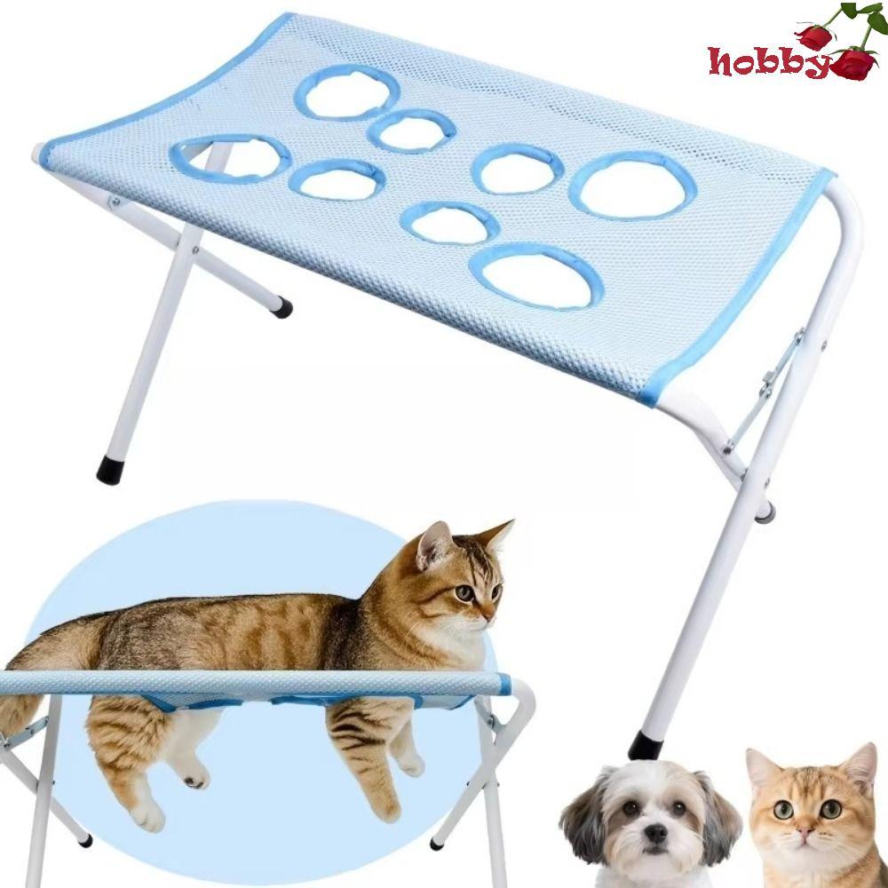 HOBBY ชั้นวางอาบน้ําสัตว์เลี้ยง, Anti-Scratch Fast Dry Mesh Cat Washing Hammock, ทนทานพับได้ 8 หลุมเล็บที่ถอดออกได้ Clipping Station Puppy Cat
