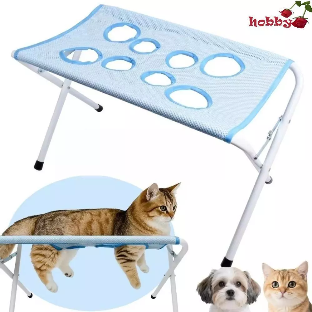 HOBBY ชั้นวางอาบน้ําสัตว์เลี้ยง, Anti-Scratch Fast Dry Mesh Cat Washing Hammock, ทนทานพับได้ 8 หลุมเล็บที่ถอดออกได้ Clipping Station Puppy Cat