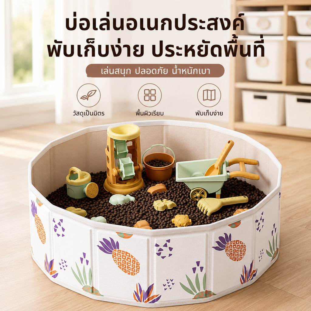 🔥จัดส่งทันที🔥บ่อทรายสระทรายเด็ก บ่อบอลพับเก็บได้ วัสดุคงทนปลอดภัย ไม่ใช้เป่าลม พกพา รั้วเด็กทารก