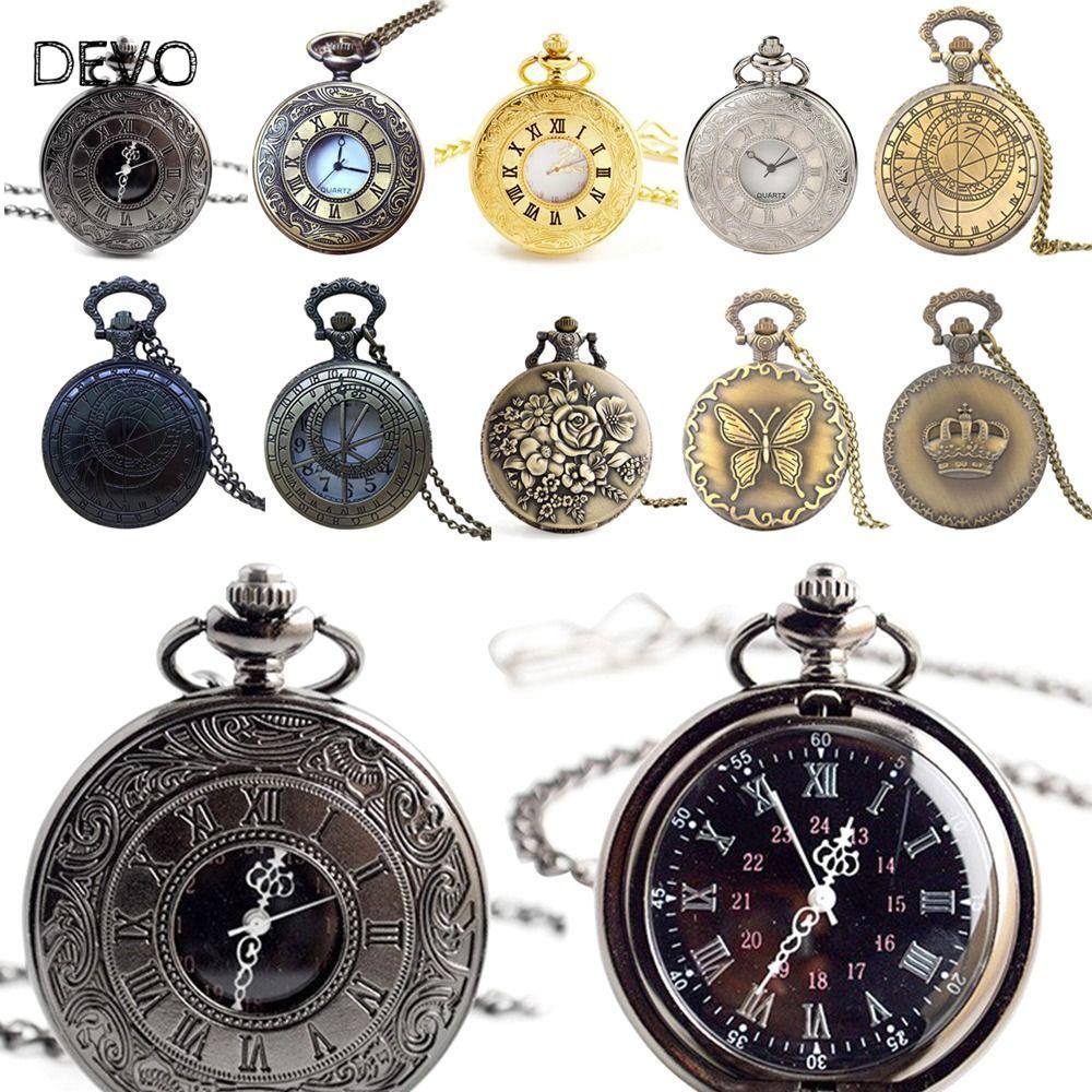 DEVO Fob นาฬิกาสําหรับผู้หญิงควอตซ์พร้อมสร้อยคอนาฬิกาพก