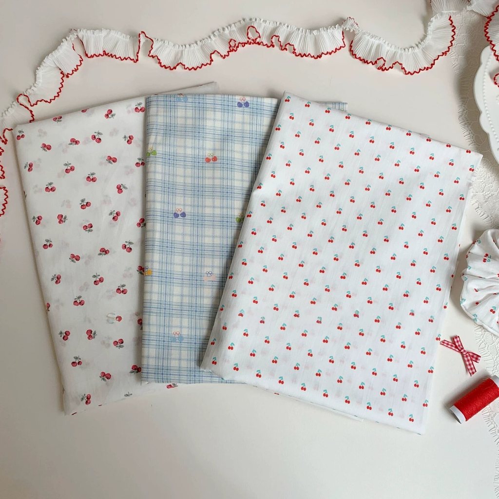 ผ้าพิมพ์ลาย ins Retro Small Cherry เสื้อผ้าอุปกรณ์เสริมผมเสื้อผ้าเด็กกระเป๋า Handmade diy ผ้าฝ้ายแท้