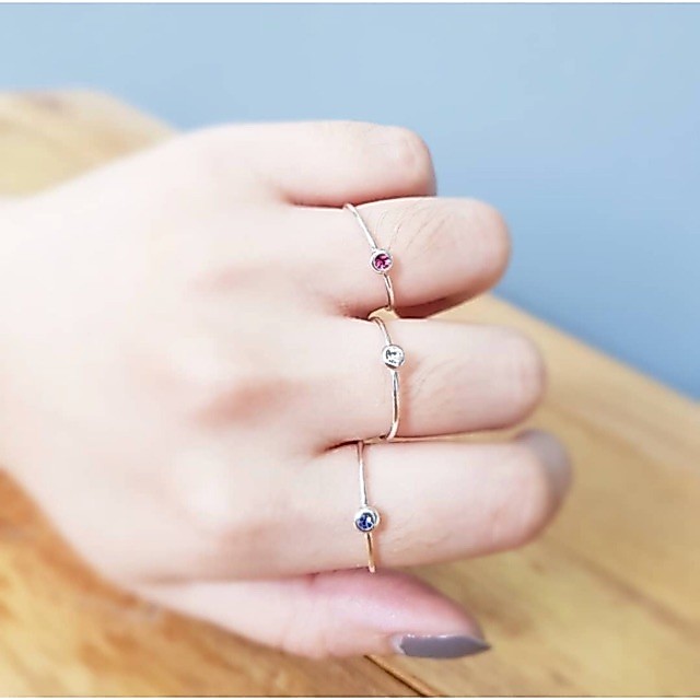 Minimalist925 แหวนวันเกิดรุ่นมีขอบเงินแท้