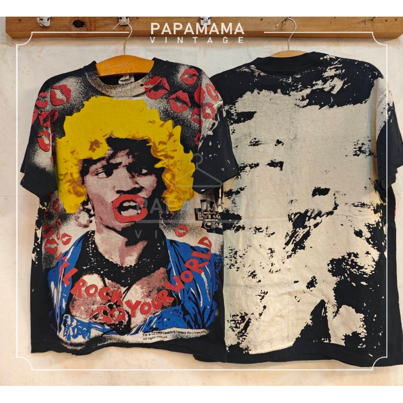 [ Jamie Foxx ] Mosquitohead Acid Wash ผ้ากัด 1980s ป้ายHarnes Made in USA papamama Vintage shirt