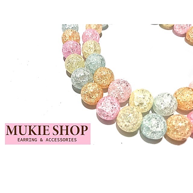 Mellow Shop DIY หินแท้ หินมงคล เกล็ดหิมะ Ice Quartz Pastel 10 มิล แพ็ค 10 ลูก คละสี
