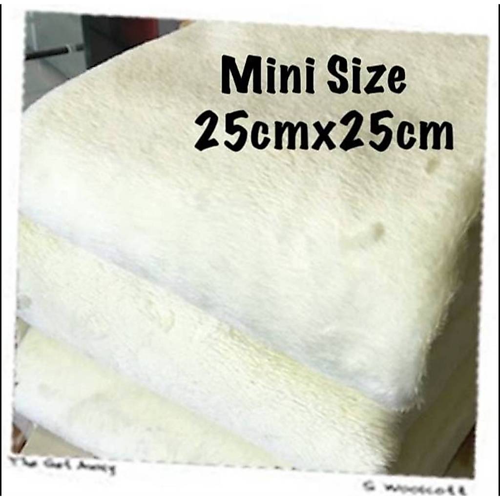 ผ้าขน ยาว 3 มิล ขนาด 25cm x 25cm หนา นุ่ม เนื้อนิ่ม สีครีม สำหรับทำตุ๊กตา จำนวน 1 ชิ้น