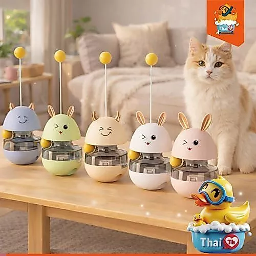 Thai.th ของเล่นแมวตุ๊กตาล้มลุก เสริมพัฒนาการ ใส่อาหารสัตว์ Tumbler
