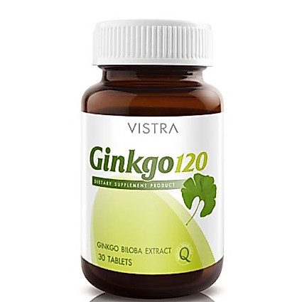 [แพ็คคู่ 2 ขวด] VISTRA Ginkgo สารสกัดจากใบแปะก๊วย120Ml. - บำรุงสมอง ช่วยเรื่องความจำ(30 เม็ด)