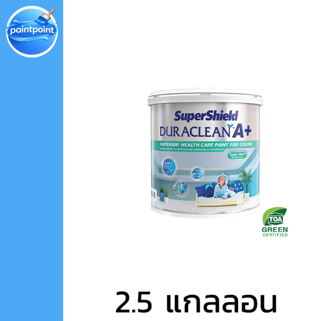TOA สีทาฝ้า Dulaclean A+ D777 สีขาว D888 สีควันบุหรี่ ขนาด 9 L สีทาฝ้าเกรดสูง ทาฝ้าภายใน เกรด 15 ปี 