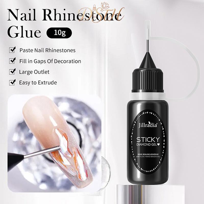 DSTH 10ml เล็บ Rhinestone กาวกาวสําหรับ Sti 3D ตกแต่ง DIY Super Strong ไม่มีทําความสะอาดขอบ-ซีลเจลเล็บ HOT