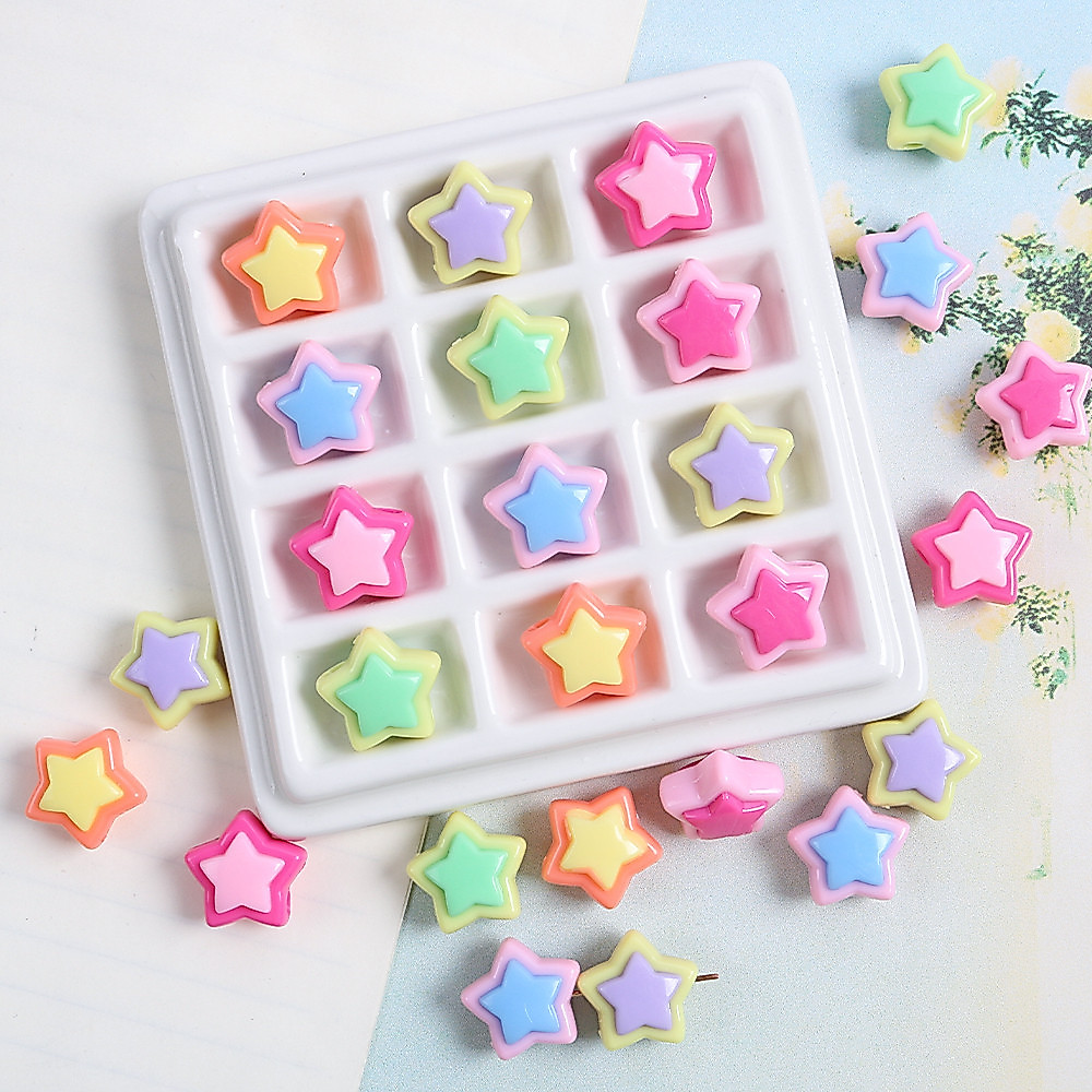 10ชิ้น17มิลลิเมตร ดิน สีดาวรูปร่างลูกปัดน่ารักอะคริลิหลวม ตัวเว้นวรรค ลูกปัดสําหรับเครื่องประดับทํา ทําเอง สร้อยข้อมือสร้อยคอ กิ๊บ หั