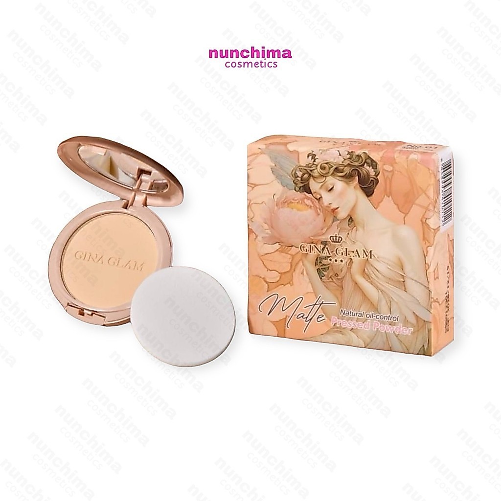 G58 Gina Glam Matte Natural Oil-Control Pressed Powder จีน่า เกลม แมทท์ เนเชอรัล ออยล์-คอนโทรล เพรสต์ พาวเดอร์ แป้งพัฟ