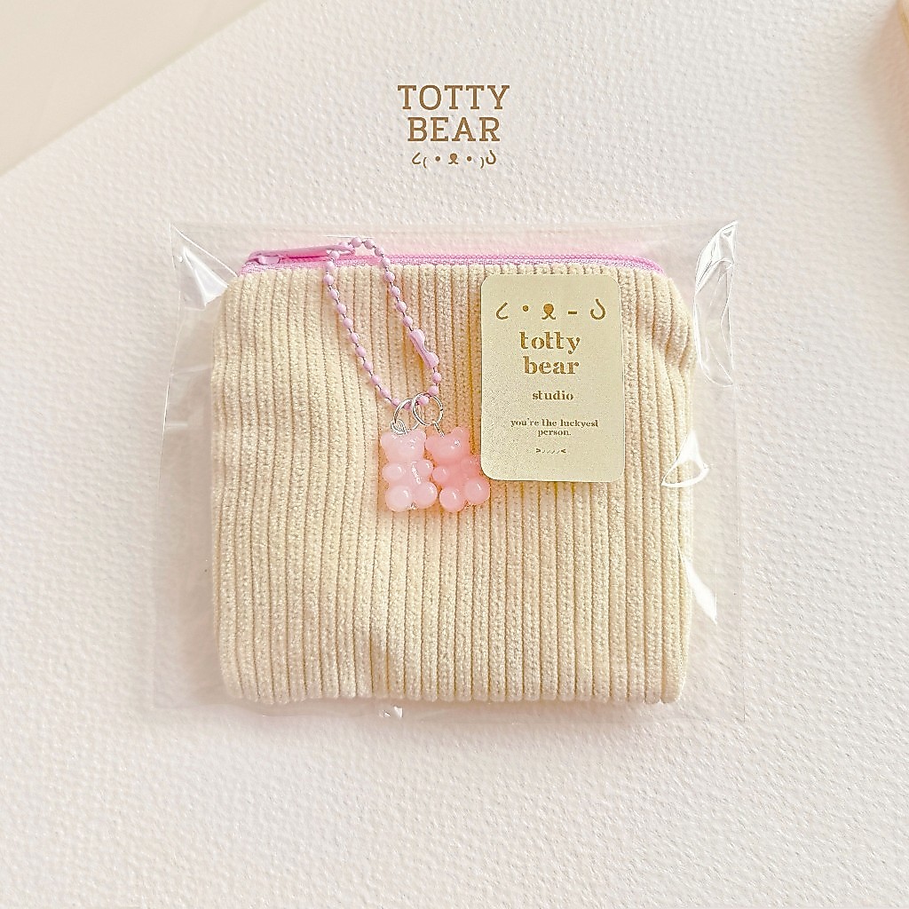 🍋 𝐅𝐥𝐮𝐟𝐟𝐲 cream 𝐩𝐨𝐮𝐜𝐡 🐻 ʕ•ᴥ•ʔ กระเป๋าลูกฟูกซิปครีม ใส่เหรียญ สตางค์ มีถึง 10 สีพาสเทลน่ารัก