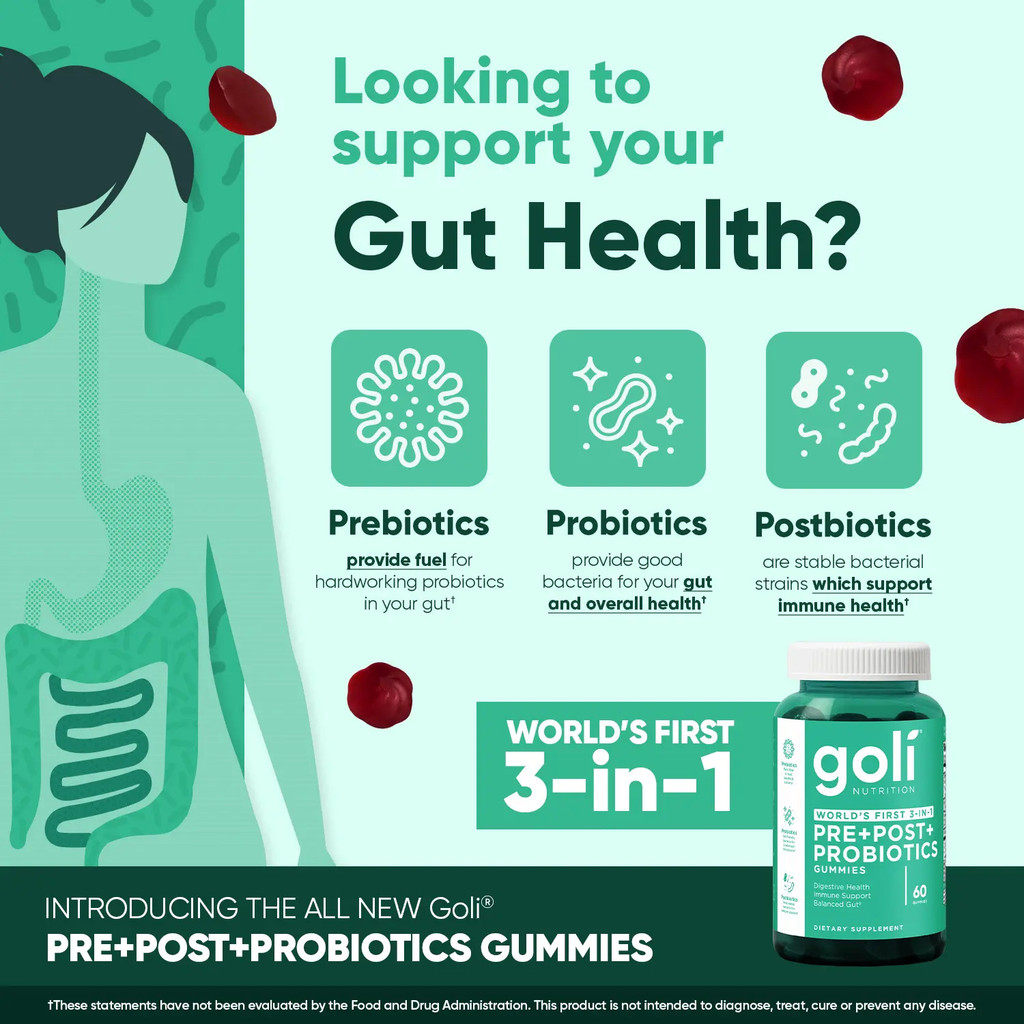 GoliFullyWellnessBundle(6-Pack)-WorldsFirst3-in-1Pre,โพสต์,Probiotic,CiderVinegar&VitaminB12,Ashwaga