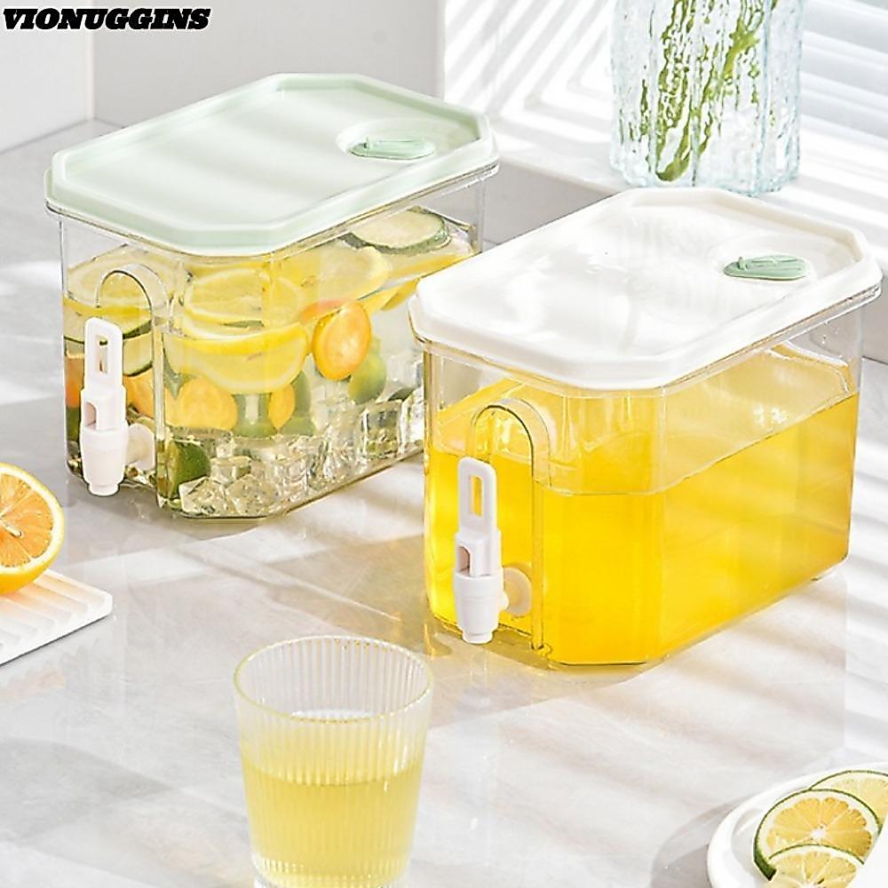 VIONUGGINS ถังน้ําเย็น,ความจุสูงพร้อมเหยือกตู้เย็นก๊อกน้ํา, 3.5L Summer Dispenser Water Kettle ตู้เย็นหม้อเหยือก