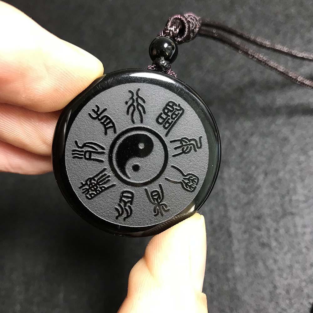 Tai Chi Mantra Gossip ตัวอักษรจี้คริสตัลเครื่องประดับรูปร่าง Feng Shui ห้าดวงจันทร์แขวนเก้าตัวอักษร 
