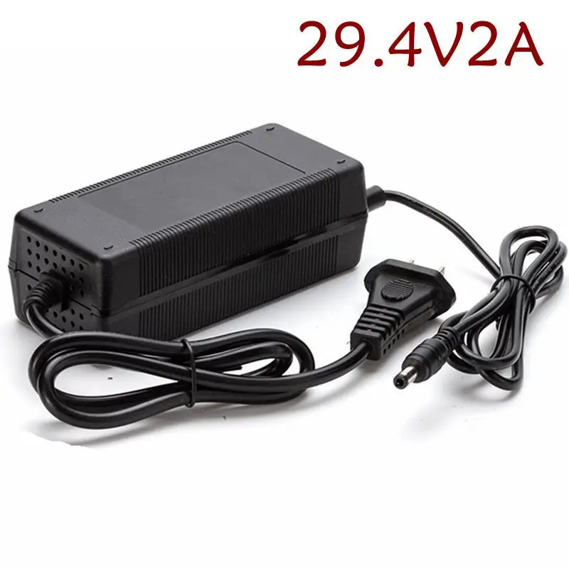 24V Charger Output 29.4V 2A แบตเตอรี่ลิเธียม 7S 24V 10AH 15AH 20AH Charger DC 5.5*2.1 พอร์ต