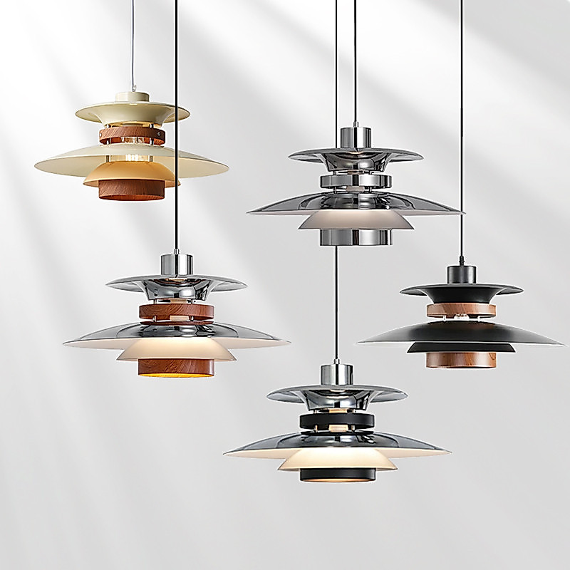 นอร์ดิก Bauhaus แสงหรูหราโครเมี่ยมโคมระย้า PH5 จานบินร้านอาหารโคมระย้าโต๊ะโมเดิร์นบาร์ติดตามโคมระย้า