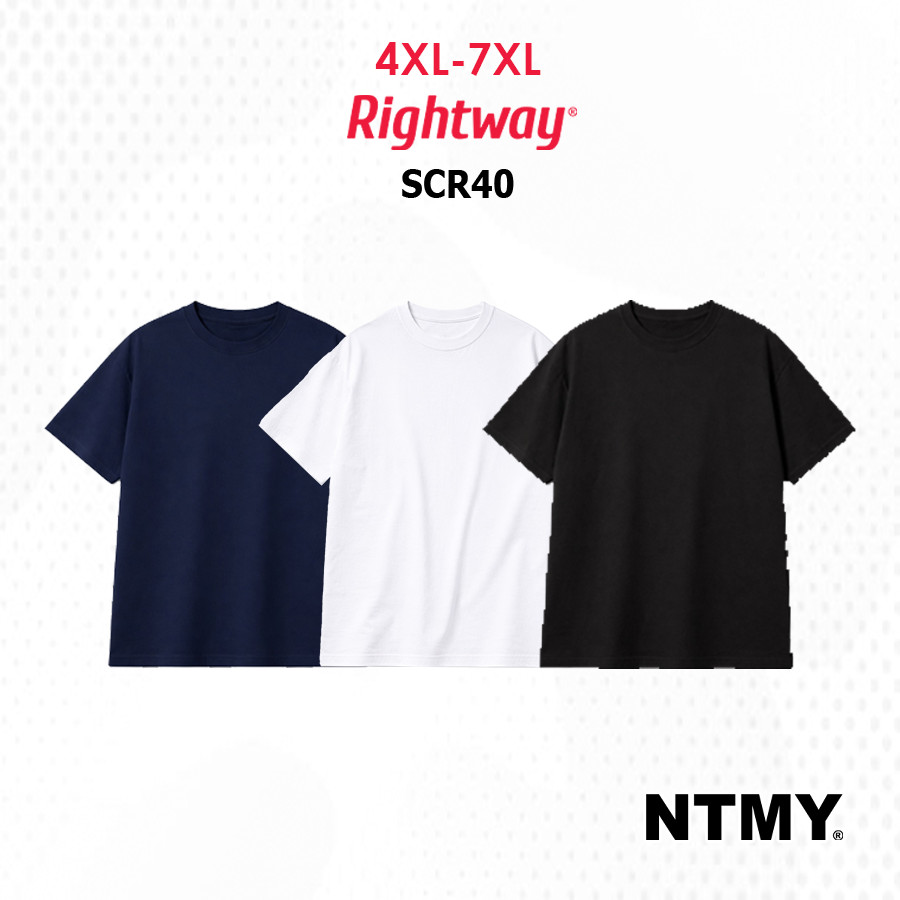 SCR40 Rightway Plus Size สมาร์ทลําลอง Siro ผ้าฝ้ายขนาดใหญ่รอบคอ S/แขน 240GSM NTMY 2
