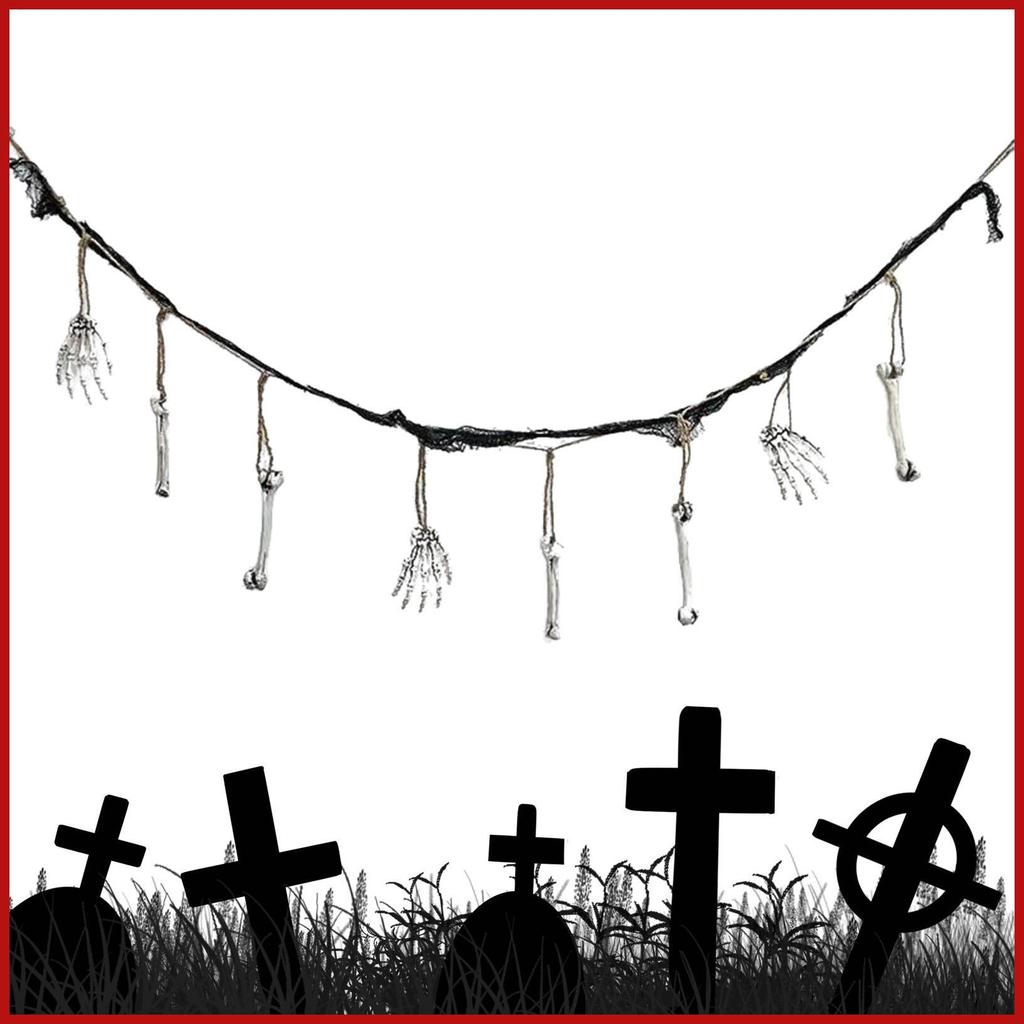ฮาโลวีน Garland 6.56Ft Hangable สมจริงกระดูกฮาโลวีน Skull Garland สําหรับ Haunted House Window Cafe 