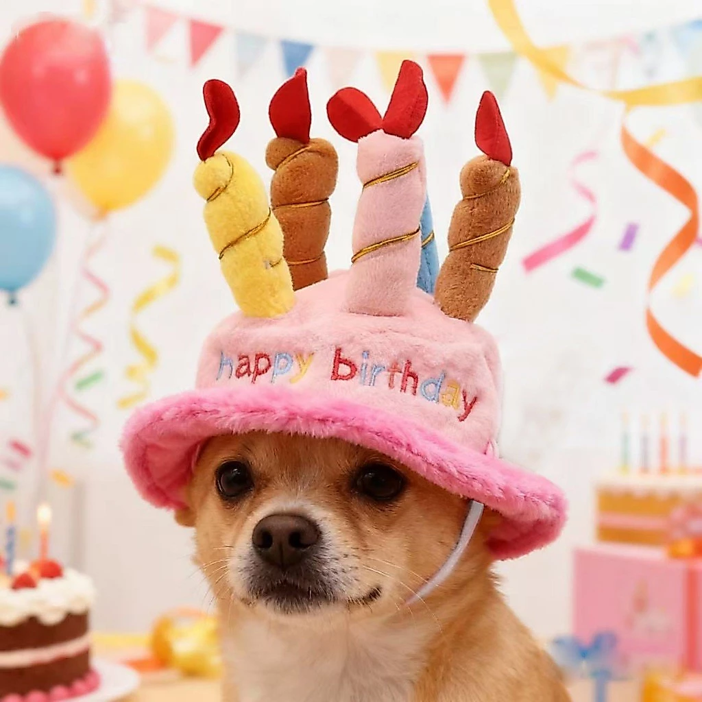 🔥 พร้อมส่ง หมวกวันเกิด Happy birth day🔥หมวกสัตว์เลี้ยง หมา แมว กระต่าย น่ารัก สีสันสวยงาม