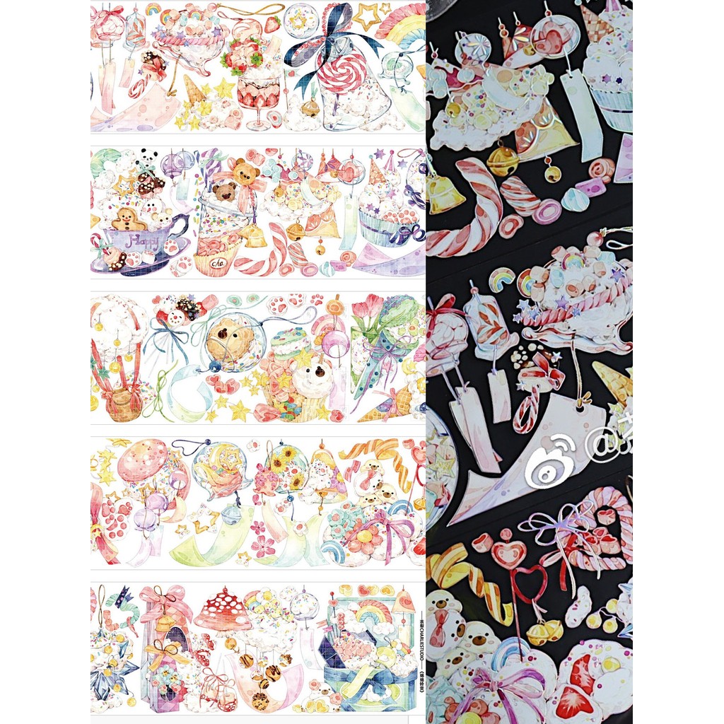[แพรสําหรับนก] Tea Plough Original Cotton Bell Tone PET Laser Silver Washi Tape Sub-Packing Handbook