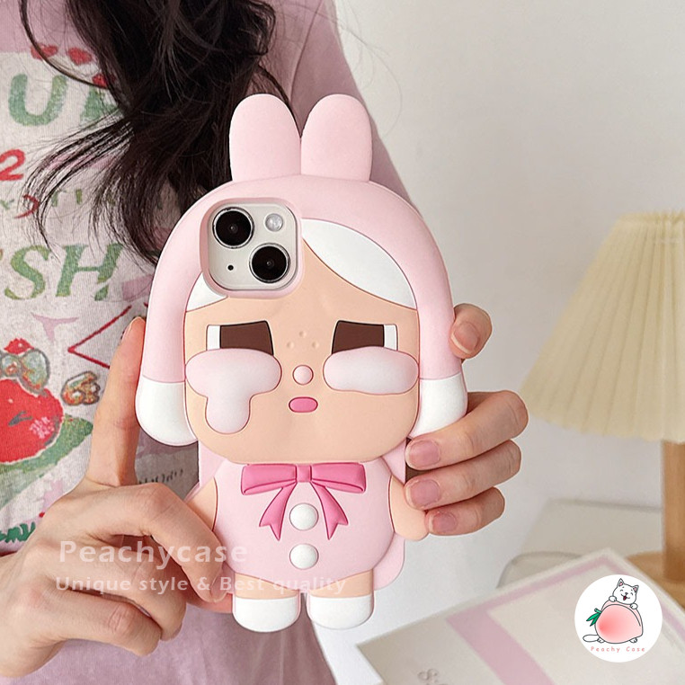 3D น่ารัก Bunny Crybaby สาวโทรศัพท์มือถือสําหรับ iPhone 17 16 15 14 13 Pro Max 12promax ซิลิโคนนุ่ม Drop ทนมือถือฝาหลัง - รูปที่ 3
